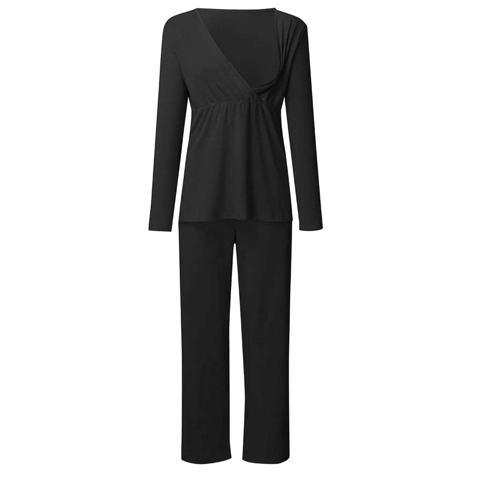 Damen Umstands-Langarm-Still-Baby-T-Shirt-Tops + Hosen-Pyjama-Set-Anzug