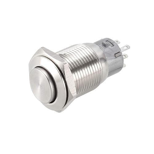 uxcell Momentary Metal Push Button Switch High Head 16mm Mounting 2NC 2NO 2COM AC 250V 3A