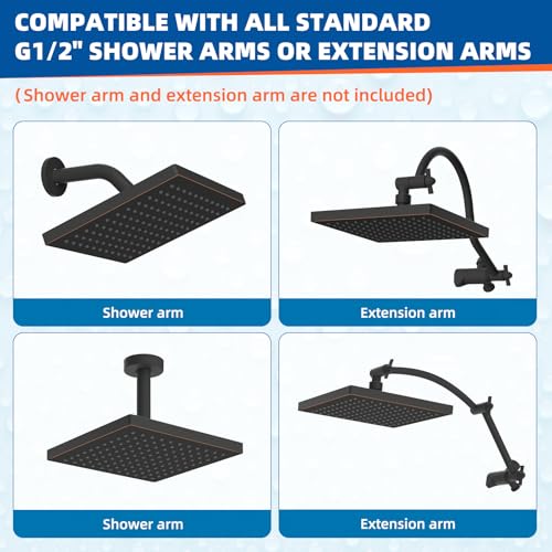 Hibbent cUPC Certified Thick Metal 8'' Rain Shower Head, Oil Rubbed Bronze by Hibbent - Used condition - Image 5