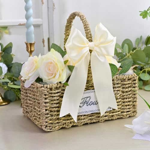 Image of 2 Rolls Double Face Ivory Satin Ribbon 2 Inch Polyester Ivory Ribbon for Gift Wrapping Very Suitable for Weddings Party Invitation Decorations and More,Total 50 Yards