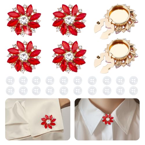 Pinces à boutons amovibles en strass de qualité supérieure rouge - 2