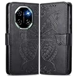 MOJIA Lederhülle für Blackview Shark 6 5G, Hochwertige Leder Flip Wallet Handyhülle mit TPU Innenhülle & Kartenhalter [Geschenk Handgelenkriemen]. Schwarz