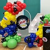 Superhero Theme Balloons Garland Kit with Red Yellow Blue Green Black Balloons for Kids Avenger Iron Spide Man Birthday Party Favor Supplies