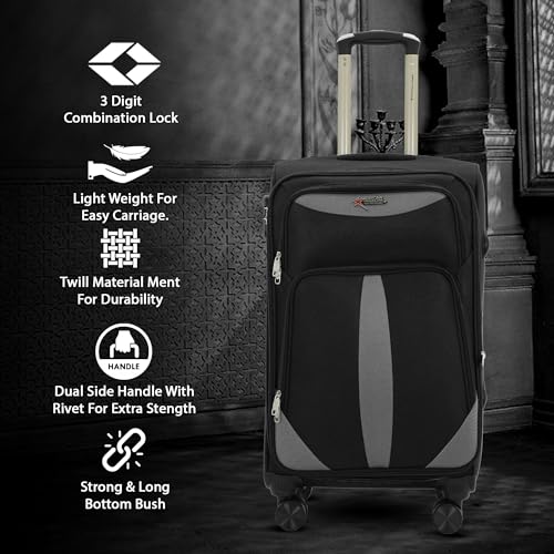 Image of TourisForever Trolley Bag Set-3 | Expandable Travel Suitcase | Cabin Medium Large, Expandable Travel Suitcase, Heavy-Duty Nylon, 3 Digit Number Lock, 360 Lego Wheels, Durable Handle