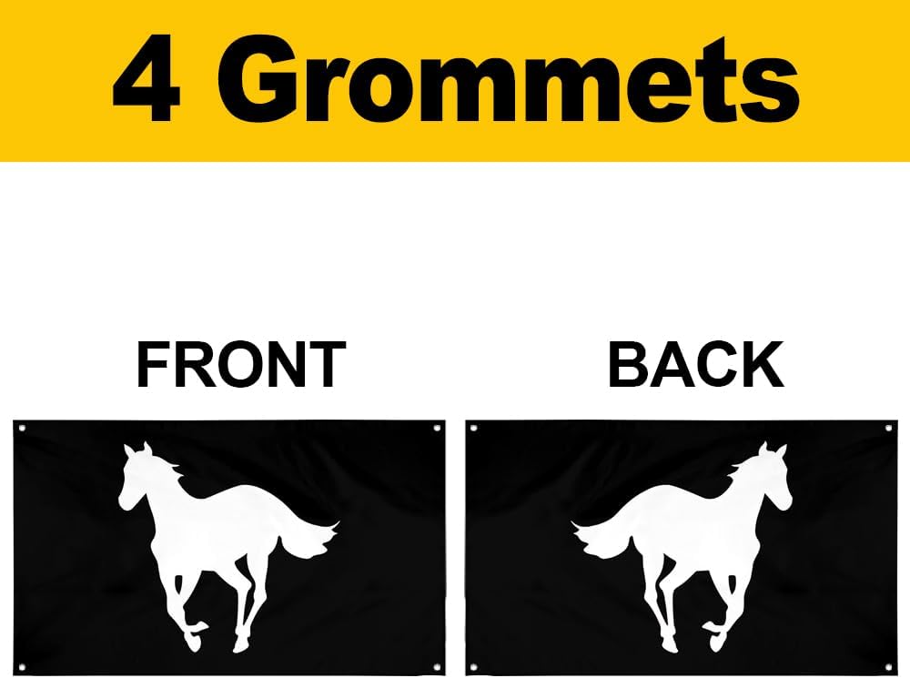 White Pony Flag Alternative metal band Banner Tapestry College Decor 3x5 Feet Indoor Outdoor Poster (Black)