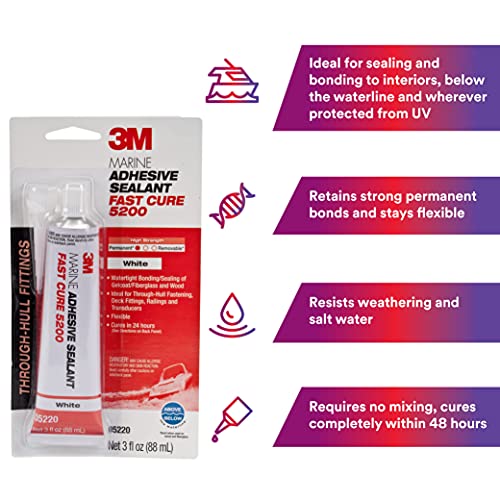 image for 3M Marine Adhesive Sealant Fast Cure 5200 (05220) Permanent Bonding an