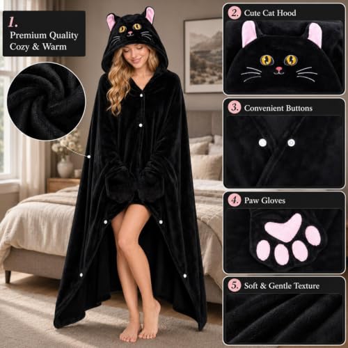 Image of Halloween Animal Hooded Blanket Cape Plush Costume Inspired Wearable