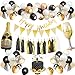 Vcumter Decoration Anniversaire de fête en Noir Or, Joyeux Anniversaire Bannière Ballons pour Hommes Dames Décorations d'anniversaire pour Garçon Femme 16e 18e 30e 40e 50e 60e
