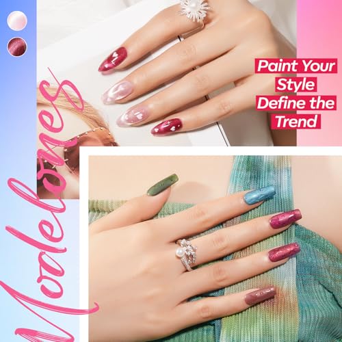 Image of modelones Cat Eye Gel Nail Polish Set Glitter Sparkle 32PCS 28Colors