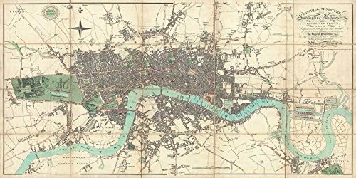Carte de Londres 1806 Mogg Edward - Toile vintage horizontal art print 35x70
