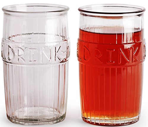 Circleware Drink Glass Drinking Glasses Set, 17 Ounce Coolers, Set of 4 Glass Cups, Limited Edition Glassware Drinkware Cups