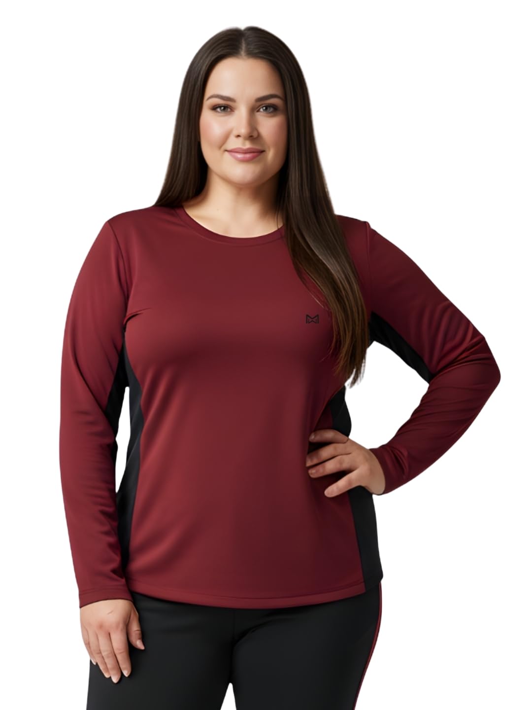 Women's Plus Size Dryfit Polyester Gym Wear Sports Tshirts Workout Lightweight T-Shirt Regular Fit Full Sleeve Tops Female (Pack of 1)