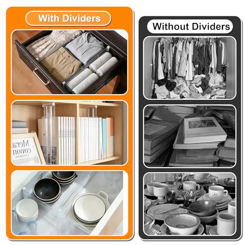 BUCOMTU Schubladentrenner, 8er Set Schubladentrenner Verstellbar Kunststoff(30-50cm), Schubladeneinteiler Schubladen Organizer Trenner für Kleiderschrank, Schlafzimmer, Schreibtisch, Kommode, Küche