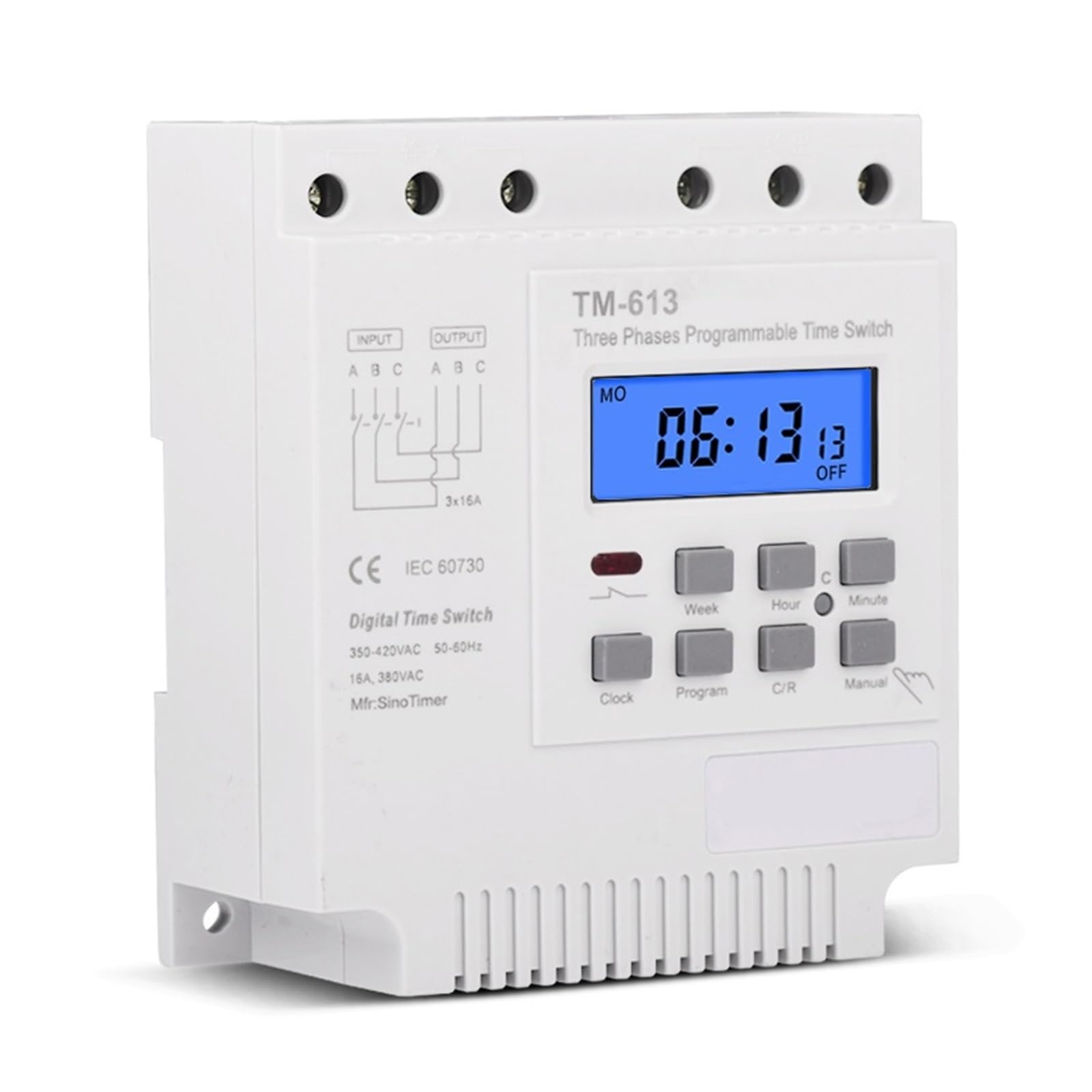 DEBLAN Drei Phasen 380v 415v TIMER programmierbarer Schalter mit Hintergrundbeleuchtung