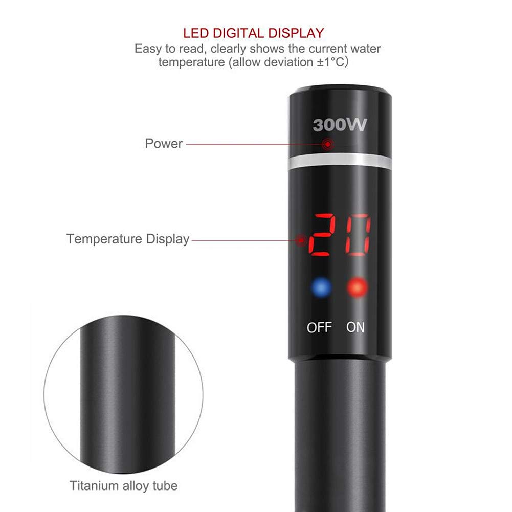 Angzhili 50-500W Aquarium Heater,LED Display Submersible Titanium Fish Tank Heaters Thermostat with External Thermostat Controller (300 W) - Image 3