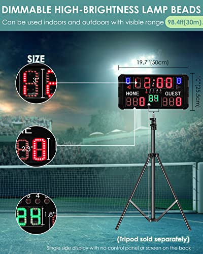 Spolehli Football Scoreboard Basketball Scoreboard 14/24s Shot Portable Multisport Scoreboard Wall-Mount Digital Electronic Scoreboard for Football Basketball Table Tennis Baseball Soccer Volleyball