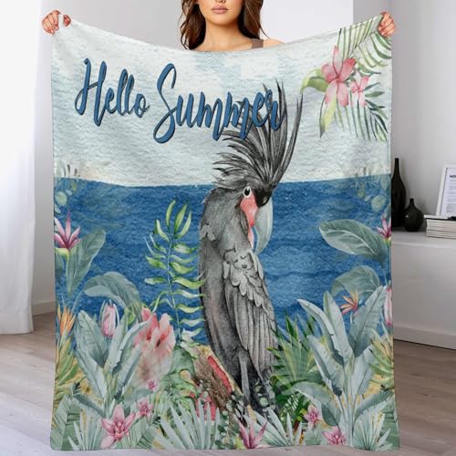 Couverture polaire Hello Summer en peluche motif perroquet 152x203cm - 7