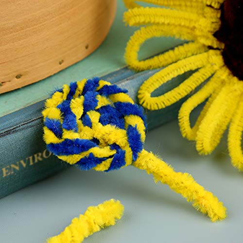 Image of 100 Pieces Pipe Cleaners Bulk Chenille Stem Blue Pipe Cleaners | Fuzzy Sticks Pipe Cleaners for Crafts Festival Home Decorations