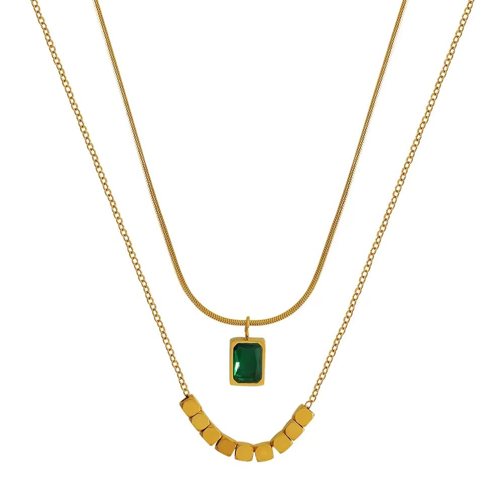 Purple Secret Heartwell Green Stone Double Layer Necklace For Women, Enchanting Pendant Necklace, Birthday Gift for Girlfriend, Gift for Women, 18k Gold Plated Necklace, Gift For Sister (B0D8J2VW9R) Amazon Price History, Amazon Price Tracker