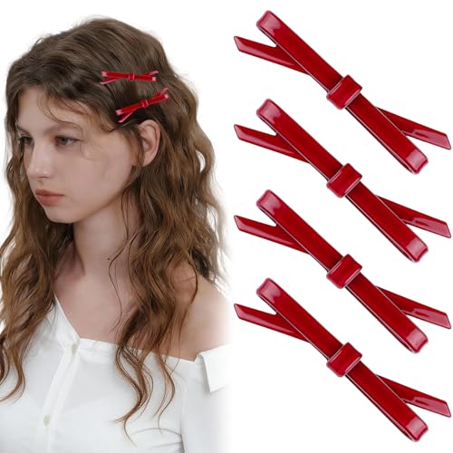 Pinzas para cabello rojo oscuro con moño set de 4