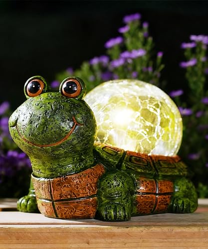 Statue solaire en forme de tortue portant une balle sur le dos, cadeau d'anniversaire pour femme, maman, décoration de jardin avec lumières LED – Cadeaux...