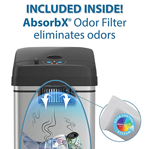 Itouchless 13 Gallon Child-Proof Sensor Trash Can With Absorbx Odor Filter Kitchen Garbage Bin thumb #3
