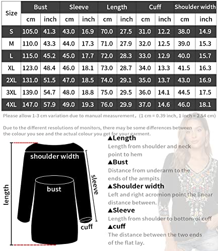 Higustar Boho Mexican Floral Embroidered Tops For Women Peasant Style Shirts Bohemian Plus Size Blouse Hippie Clothes Black #TOP5