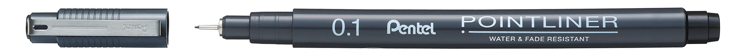 Pentel S20P Pointliner Fibre Tip Pen, Fineliner, 0.1mm Tip, Black ink (Single Pen)