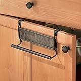 mDesign Over-the-Cabinet Kitchen Dish Towel Bar Holder - Bronze