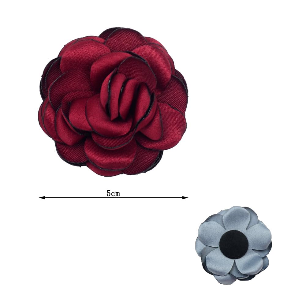 Wambere Pack of 10 Diameter 5 cm Satin Camellia Flower Head with Burnt Edge Flower Heads Rose Heads Artificial Flowers Roses Suitable for DIY Headwear Shoe Hat Decorations - Image 4
