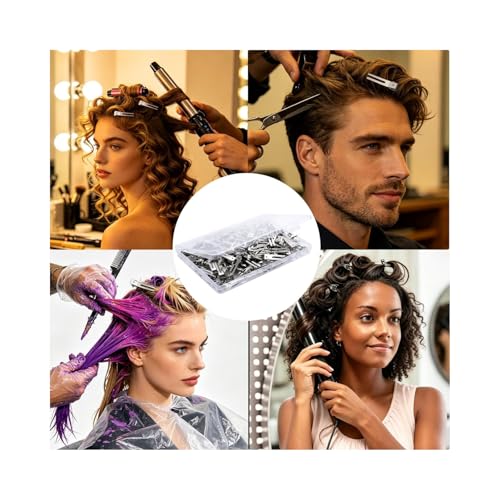 100 unidades de pinzas para rizar cabello de doble diente metálicas, color plateado miniatura 6