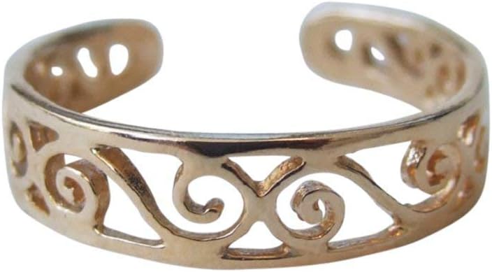 Swirl Adjustable Toe Ring Knuckle Ring Gold Plated over Silver Handmade, Gold Plated over Sterling Silver Dainty Spiral Ring
