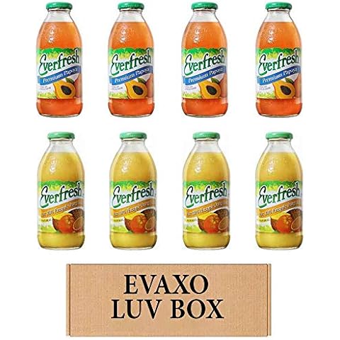 LUV BOX- variety Everfresh Juice 16 oz. pack of 8 , Everfresh Premium Papaya , Everfresh 100% Pineapple Orange Juice. by evaxo Cover
