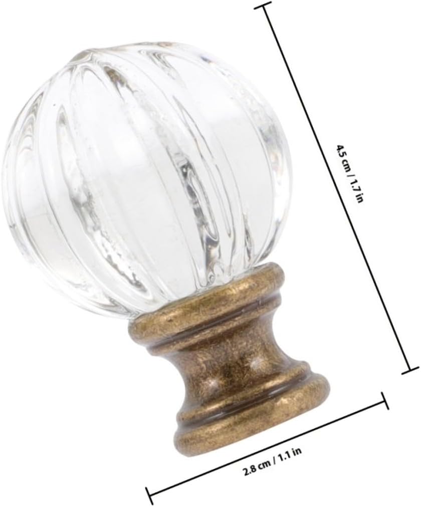 2pcs Glass Lamp Finial Knobs with Polished Brass Base Decorative Table Lamp Finial Caps Replacement Accessories