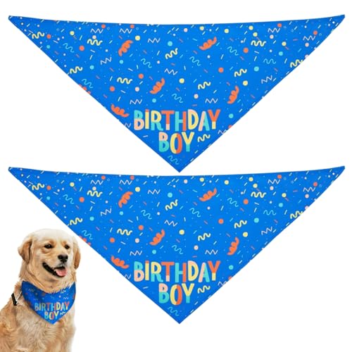 EUPSIIU Hunde-Geburtstagstuch, Dreieckstuch, Haustier-Geburtstagsparty-Zubehör, niedliches Hunde-Geburtstags-Outfit, Blau, Einheitsgröße, 2 Stück