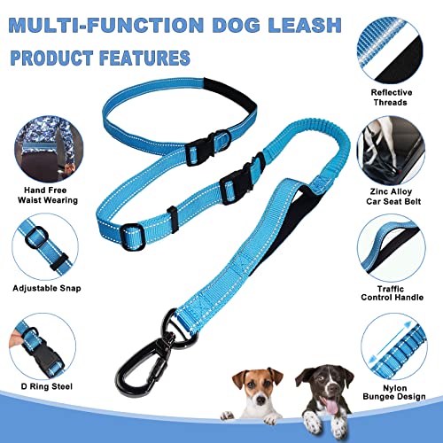 Heavy Duty Dog Leash, Hands Free Dog Leash With Comfortable Handle And Highly Reflective Threads, Multifunctional Dog Leashes With Car Seatbelt, Double Handle Dog Leash For Large, Medium Breed Dogs #TOP1