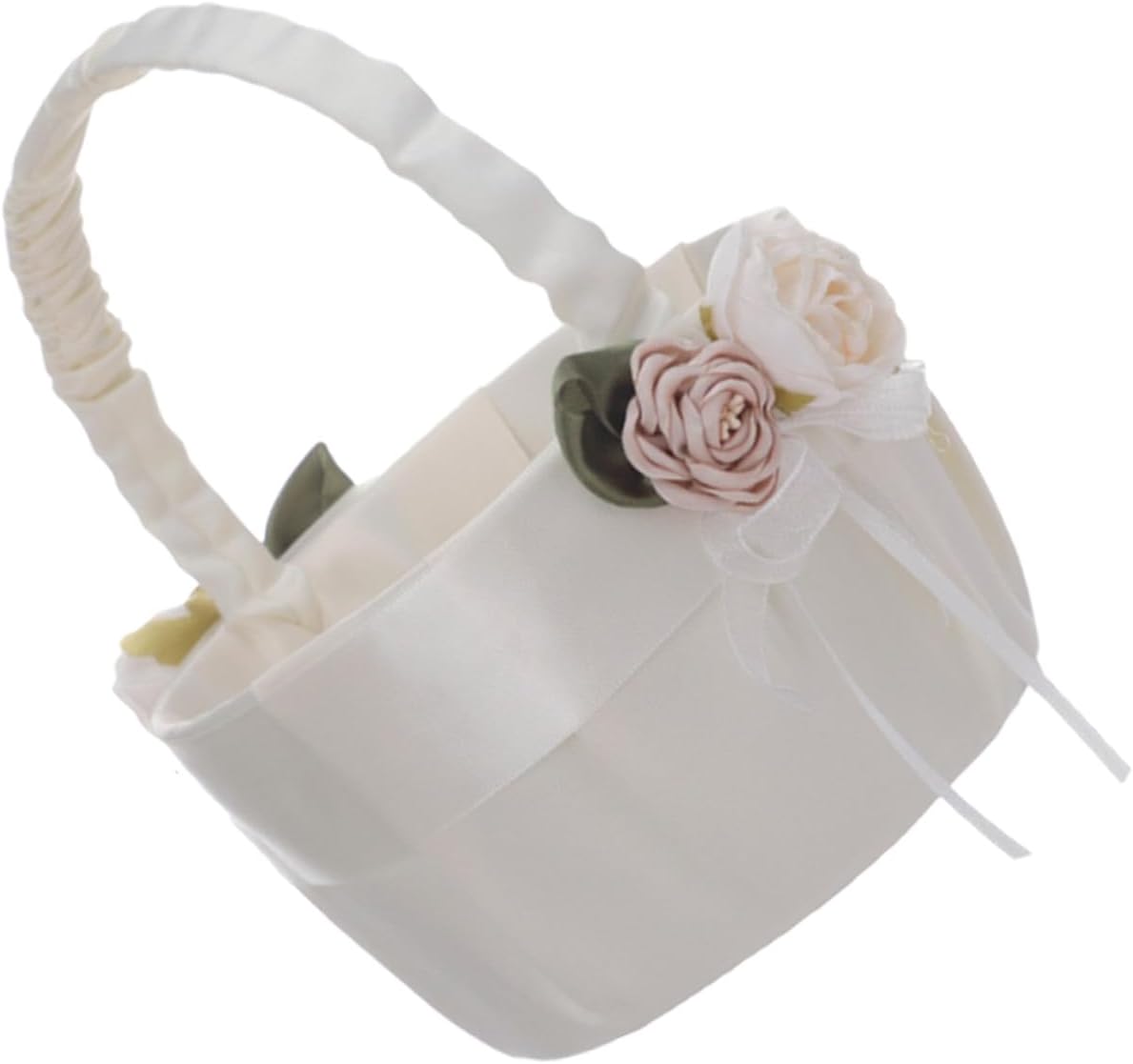 Ivory White Lace Wedding Flower Basket for Flower Small Handheld Petal Basket Bridal Party Ceremony Supplies