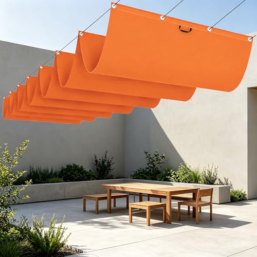 Toile ombrage rétractable vague 3x3m imperméable orange jardin