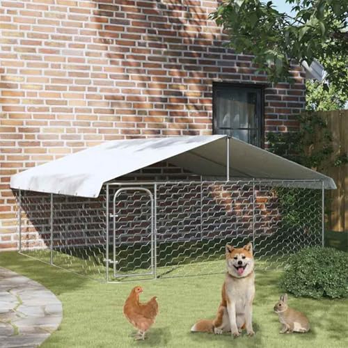 Gecheer Outdoor-Hundezwinger mit Dach 300x300x150 cm, robust, großzügig, für Sicherheit und Komfort von Hunden im Garten
