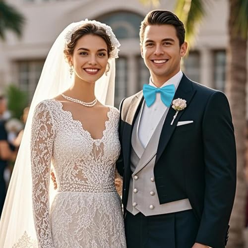 Image of Luckyvestir Oversized Bow Ties for Men, Pre Tied Clip on Men's Black Bowtie for Wedding Tuxedo Banquets Formal Wear