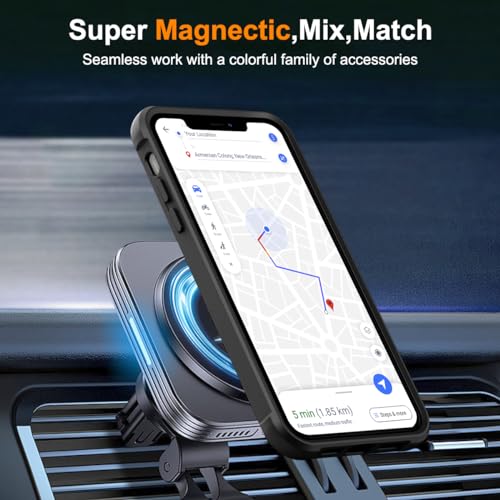 Image of Compatible with iPhone 12 /12 Pro Case with Stand 6.1 inch,Black | Matte Translucent Phone Case for iPhone 12 /12 Pro,360 Magnetic Ring Stand,Compatible Mag-Safe,Military Grade Protection