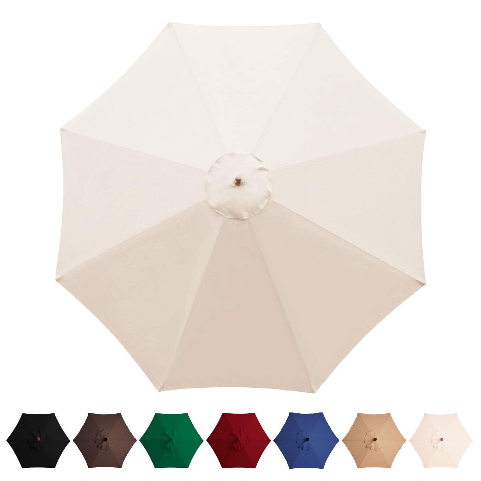 Janeepoch 2/2.7/3.0m Garden Umbrellas Canopy Replacement Outdoor Beach Yard Pool Parasol Top Replacement Canopy Hexagonal 6 Arms (Canopy Only, blue)(Color:Beige,Size:3.0m 6 ribs)