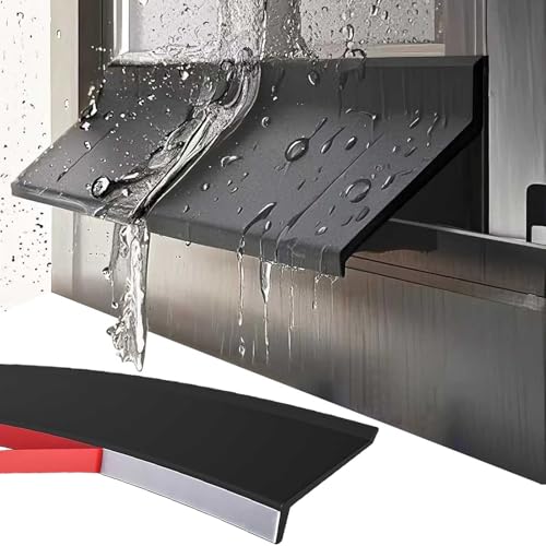 Door Rain Drip Edge Exterior Rubber Weather Stripping Outdoor Self-Adhesive Window Rain Deflector Weatherproof Sill Water Barrier Strip for Sliding Window Overhang & Sill