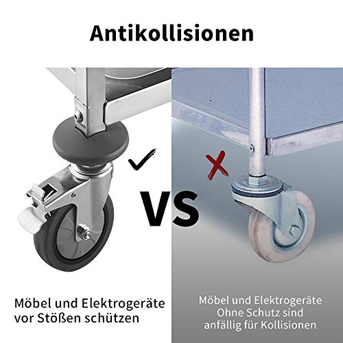 Chariot de service en acier inoxydable table desserte mobile roulettes - 3