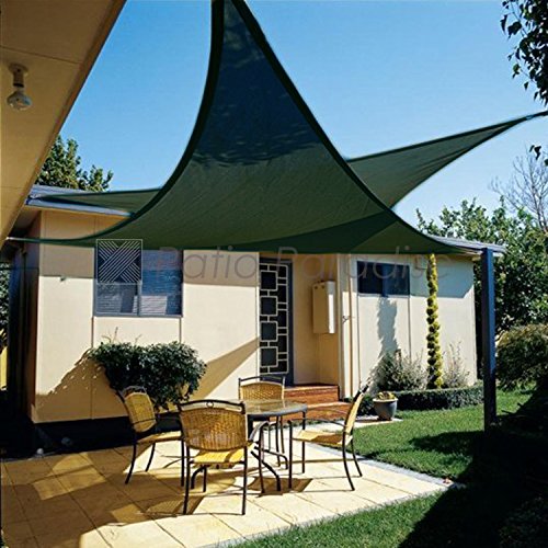 Patio Paradise Sun Shade Sail 16' x 27' x 31.4' Right Triangle Canopy in Dark Green UV Block Fabric-Customized Available-Set of 5