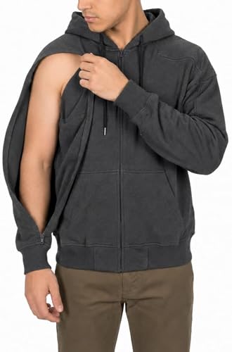95% Cotton Zip-Up Hoodie with Full-Arm Access | Dialysis, Chemo & IV Infusion Sweatshirt | Unisex Relaxed Fit (Gray, XL)