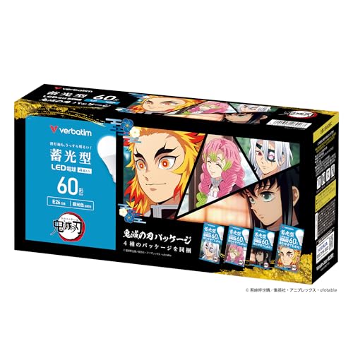 Verbatim �o�[�x�C�^�� LED��ʓd������E26�~���^�C�v 60W�`���������F �A�j���u�S�ł̐n�v�p�b�P�[�W 4�Z�b�g LDA7D-G/LCCKX4