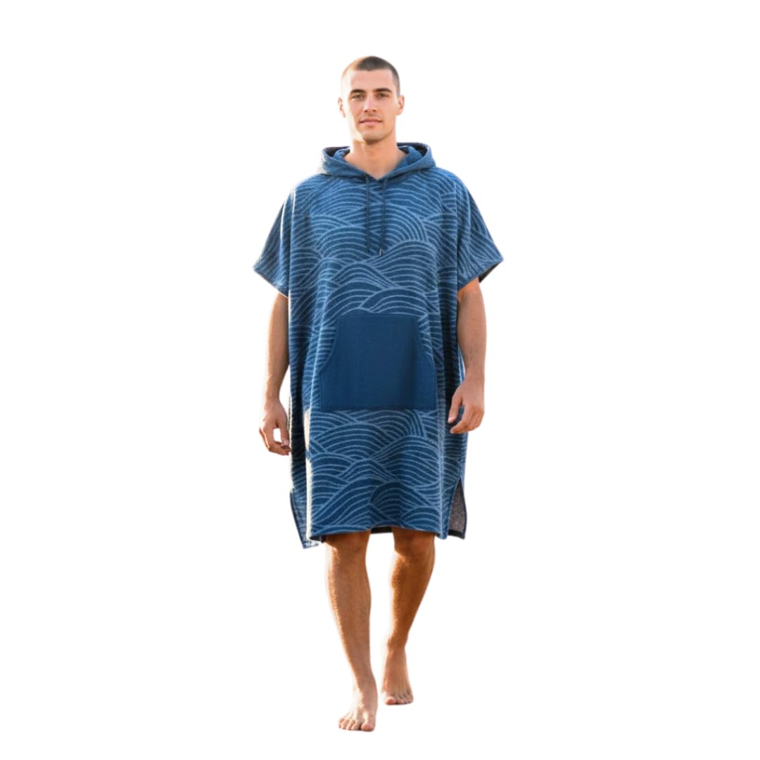 Malo'o Nalu Surf Poncho Wickelmantel mit Kapuze, weich und warm, Kinder- und Erwachsenengrößen, Wickeltuch und Poncho