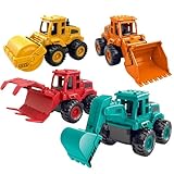 WDKXCN Bagger Spielzeug, 4 Stück Spielzeug Bagger, Mehrfarbig Baustellenfahrzeuge Kinder, Baustellen Fahrzeuge Bagger Kinder Set, SpielzeugBagger für Kind ab 3 4 5 6 Jahr