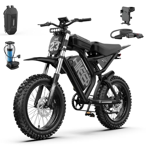 HiKeep Electric Dirt Bike for Adults - Peak 3000W Electric Bikes 52V/40Ah Ebike 70-120 Mile(PAS Mode) 20 Inch All-Terrain Fat Tire Electric Motorcycle